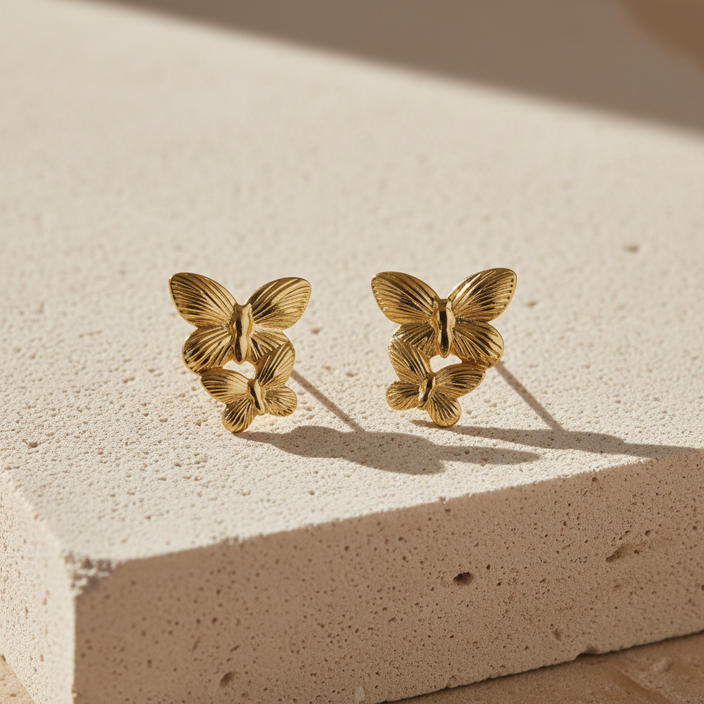 Golden Cascade Butterfly Drop Earrings