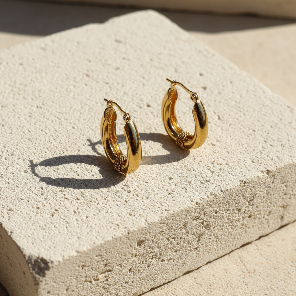 Luxe Golden Elongated Hoops with Artisan Coil Detail