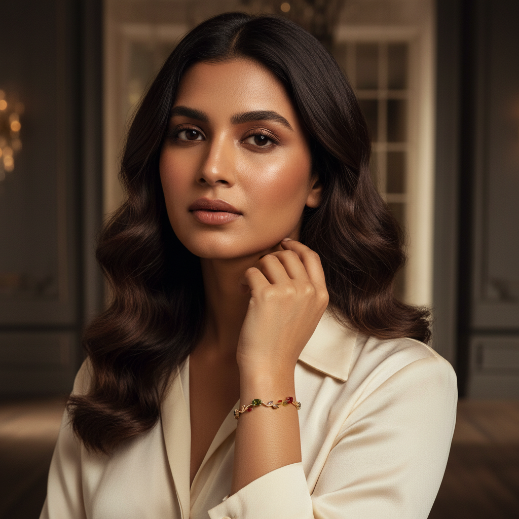 Enchanted Garden Gemstone Vine Tulip Bracelet