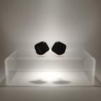 Obsidian Noir Geometric Gold-Rimmed Stud Earrings