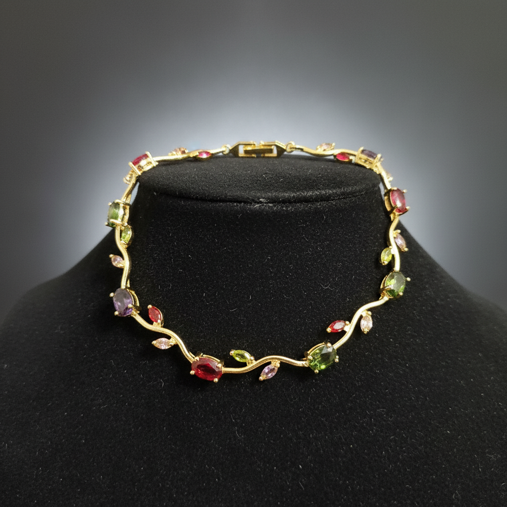 Enchanted Garden Gemstone Vine Tulip Bracelet