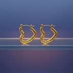 Radiant Hammered Gold Heart Hoop Earrings