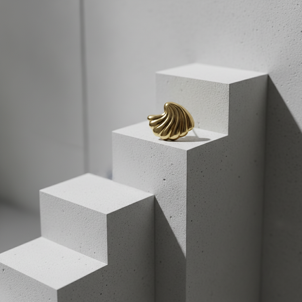 Radiant Ripple Gold Sculptural Statement Earrings