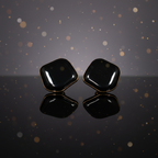 Obsidian Noir Geometric Gold-Rimmed Stud Earrings