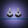 Regal Noir Blossom Chandelier Jhumka Earrings