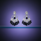 Regal Noir Blossom Chandelier Jhumka Earrings