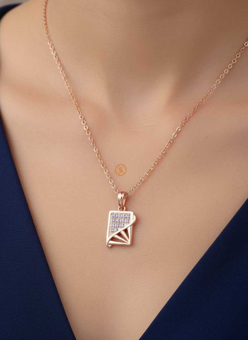 Radiant Fold Crystal Pendant Necklace - Anti-Tarnish