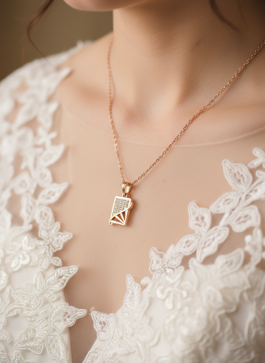 Radiant Fold Crystal Pendant Necklace - Anti-Tarnish