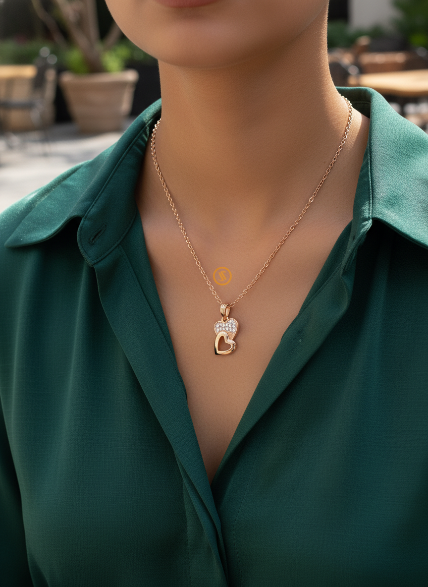 Eternal Love Double Heart Anti-Tarnish Necklace